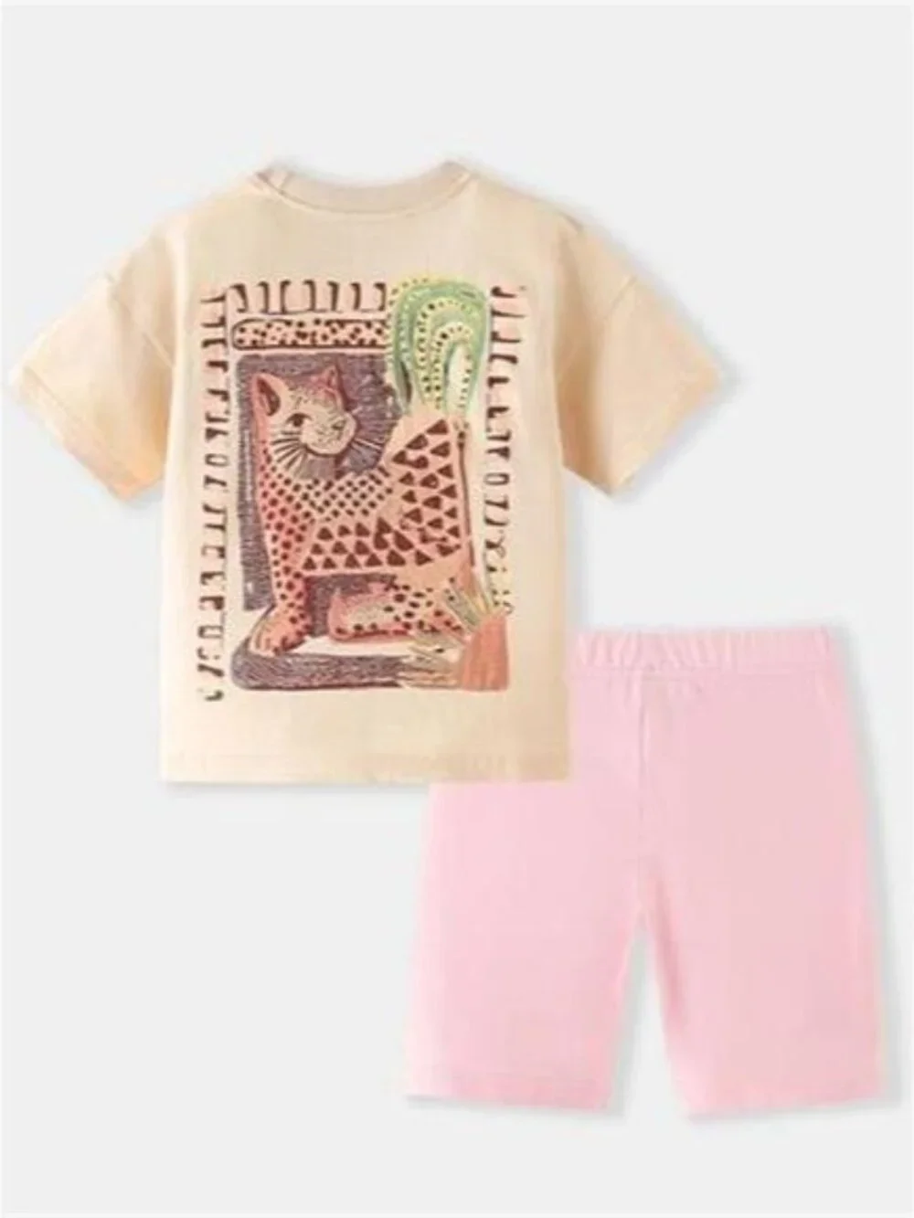 Children's Casual Graphic Tee & Biker Shorts Set